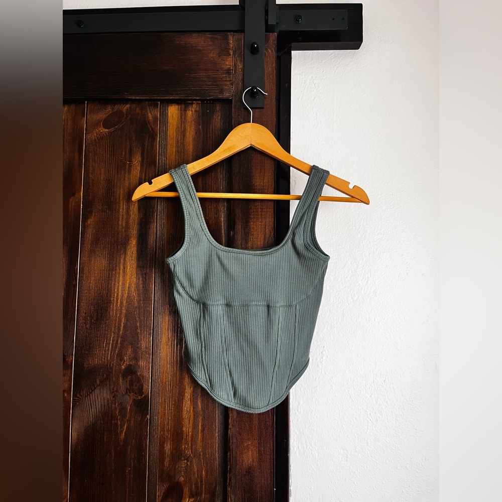Sleek Gray Ribbed Tank Top